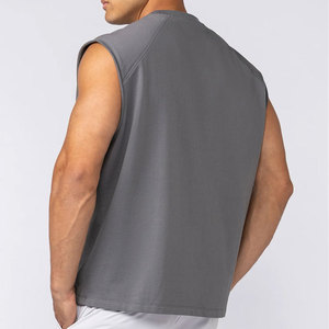 OEM Activewear Sports Gym <b>Singlet</b> Plus Size Longline Fitness Athletic Summer Fit Round Neck Solid Color Custom Logo Tank Top - Product Image 6