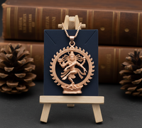 Collier en argent 925 plaqué or |   Pendentif géométrique vintage Shiva |   Cadeau unisexe pour la tenue quotidienne bouddhiste