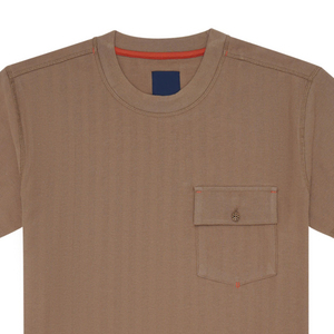 Personalizable de alta calidad 100% algodón de punto Camel textura cuello redondo Camiseta ecológica Casual Logo transpirable hombres camiseta - Product Image 2