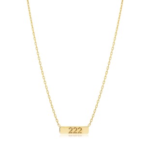 Collar con Colgante Rectangular con Número de Ángel 222, Diseño Simple, Hecho a Mano en Turquía, Joyería de Plata de Ley 925 al por Mayor - Product Image 1