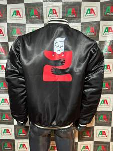 2026 Logo personnalisé broderie hommes Stand Varsity Jacket Heavy Top Bomber Jacket Jet Black Shine Design Grand prix pour OEM - Product Image 2