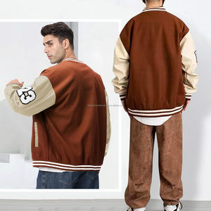 Veste universitaire unisexe de qualité supérieure, personnalisée, en laine, avec manches en cuir, patchwork vintage, respirante et coupe-vent - Product Image 4