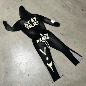 Ensembles décontractés à jambes évasées de haute qualité, en coton 100%, avec logo brodé personnalisé, poids lourd pour l'hiver, survêtements pour hommes, pantalons de survêtement, sweat-shirt - Product Image 4