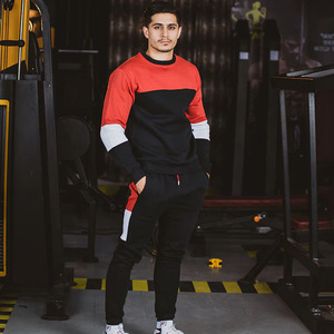 2024 llegada hombres contraste Panel grueso algodón polar chándal hombres sudadera y pantalón chándal conjunto por SPORTAR INT - Product Image 3