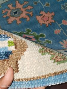 Handmade Blue Oushak Wool <b>Rug</b> Modern Boho Turkish Floral Design Carpet Soft Pastel Color Decor Area <b>Rugs</b> Tapis Set - Product Image 5