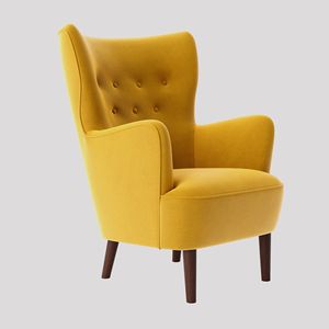 Ludwi Stylish Velvet <b>Wing</b> <b>Chair</b> <b>for</b> Living Room Comfortable Contemporary Furniture - Product Image 3