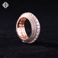 Bague Éternité de Luxe Plaqué Or Rose 14K avec Zircons, Sertissage Pavé, Coupe Brillante, Design Cercle Complet, pour Femme, Mariage et Soirée