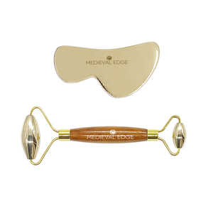 100% Original Kansa visage rouleau B-forme Gua Sha ensemble plus grand Massage de la société de fabrication pour une peau lisse et radieuse tonification du visage - Product Image 1