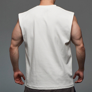 Débardeur surdimensionné en coton vierge pour hommes vente en gros de t-shirt sans manches à col en O baggy course à pied t-shirt sans manches gilet pour hommes - Product Image 5