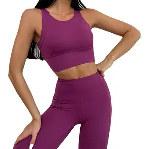 2 Piece Seamless Ribbed Yoga Set Workout Outfits for Womenhigh Waist Leggings with Sports Bra Exercise Set Active Wear Women