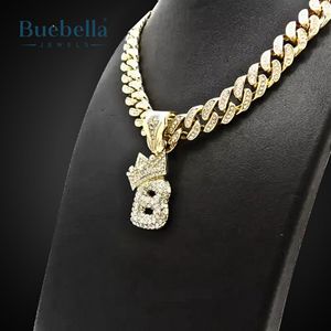 High Quality Custom Iced Crown A-Z <b>Letter</b> Pendant Hip Hop Simulated Diamond 925 <b>Silver</b> & 14K Gold Plating - Product Image 1