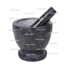 Mortero y Maja de mármol de diseño único, forma redonda, tamaño personalizado, Maja de ajo, de fabricación en artes caseras - Product Image 4