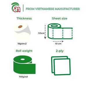 Lujoso rollo de papel higiénico de pulpa de madera virgen Jumbo de 2 capas ecológico hecho en Vietnam fuerte desechable 16gsm 2100 hojas paquete - Product Image 3