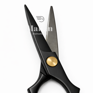 Ciseaux de coiffure professionnels noirs mats de luxe avec vis dorée pour les stylistes de salon - Product Image 2