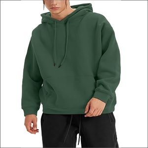 Sweat à capuche oversize pour homme 100% Coton Grammage Épais Épaules Tombantes Couleur Unie Grande Taille Automne Écologique Respirant Meilleures Ventes - Product Image 4