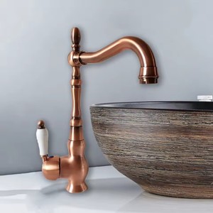 Bán buôn giá Red copper xoay bồn rửa nhà bếp Vòi chậu rửa vòi nước đòn bẩy duy nhất lạnh & Hot nước Mixer phòng tắm vòi - Product Image 4