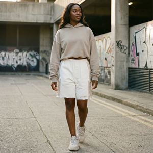 Custom Y2K Heavyweight Rhinestone Bermuda <b>Shorts</b> <b>Women</b> Streetwear Raw Hem Regular Fit Casual Half Pants <b>White</b> Polyester/Cotton - Product Image 5