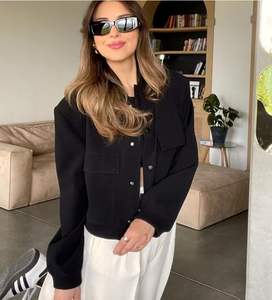 Nouveau blouson bombardier tendance pour femmes et unisexe en couleur unie 100% polyester respirant plusieurs tailles disponibles - Product Image 6