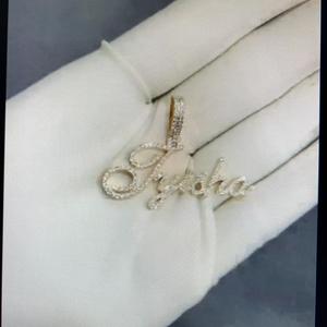 10K or jaune usine personnalisé glacé VVS Moissanite laboratoire diamant Hip Hop Logo nom pendentif Pass diamant testeur hommes bijoux - Product Image 2