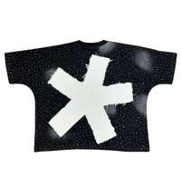 T-shirt pour homme noir délavé personnalisé 210g/220g, impression sérigraphique de haute qualité, design graphique en strass, vintage, 100% coton