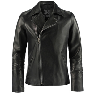 Chaqueta de Motocicleta de Cuero Genuino para Hombre, Invierno 2024, Corte Ajustado, Cuello Mao, Impermeable y Ecológica - Product Image 1