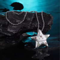 Collier Pendentif Étoile Zircon Colorée Dopamine Lucky Star pour Femme, Bijou Mignon en Alliage de Zinc avec Strass, Vente en Gros, Cadeau
