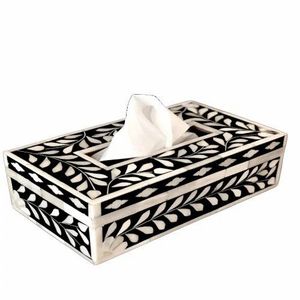 Caja de pañuelos con incrustaciones de hueso, cajas negras florales, caja de pañuelos de aspecto más nuevo, servilletero, soporte de pañuelos con incrustaciones de hueso, venta al por mayor personalizada - Product Image 5