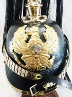 Pickelhaube allemand médiéval prussien à longues pointes, fait main en cuir naturel, finition de haute qualité, agate, qualité officier, souvenir