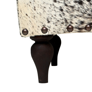 Taburete otomano de piel de vaca de madera natural moderno para sala de estar Diseño de silla elegante - Product Image 4