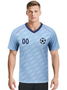 Camiseta de fútbol juvenil personalizada para hombre y mujer, camiseta de fútbol personalizada con nombre y número, camiseta de fútbol de equipo azul claro para fanáticos - Product Image 2