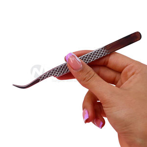 Vente en gros de pinces d'extension de cils en acier inoxydable vert Diamond Grip Emballage volumineux en fibres de beauté pointues de haute qualité - Product Image 4