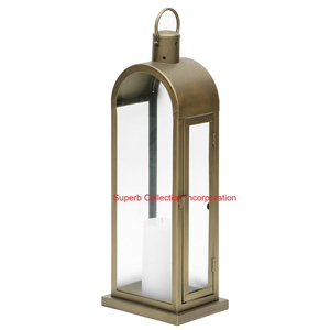 Portavelas de farol de Metal de estilo Vintage para decoración del hogar y eventos Acabado verde azulado antiguo Mesa y farol colgante Precio más bajo - Product Image 2