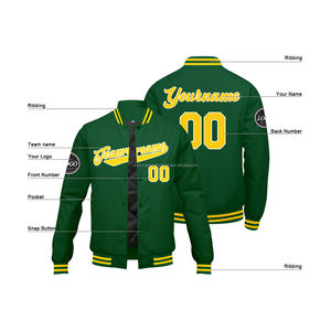 Chaqueta Varsity personalizada de primera calidad, ropa de equipo elegante y exclusiva con mangas de cuero y decoración bordada - Product Image 4