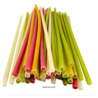 Pailles jetables haut de gamme biodégradables en fibre de paille de maïs, 6,5 mm/8 mm/10 mm/13 mm, hauteur 200 mm, pour café, bubble tea, smoothies, jus et fêtes