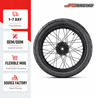JFG RACING Surron Light Bee X S Kit de roues Supermoto Avant 17 X 1.85 Arrière 17 X 2.15 Jantes à rayons avec moyeu CNC Kit de mise à niveau de pneus routiers