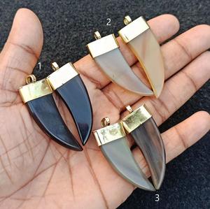 High Quality Eco-Friendly Natural Handmade Love Buffalo Horn Pendant with Brass Hand Work From India - Product Image 2