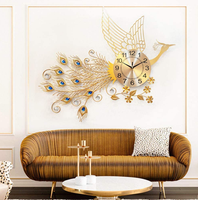 Ak laiton européen luxe métal paon horloge personnalité Art décoration horloge murale pour la décoration intérieure
