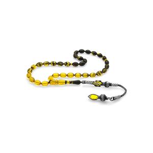 1000 rosario ambra di fuoco giallo-nero con nappe in argento Sterling Kazaz - Product Image 1