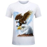Camiseta de Verano para Hombre, Cuello Redondo, Talla Grande, Impresión Digital 3D, Poliéster/Algodón, Manga Corta, Corte Regular, 200g, Tejido de Punto