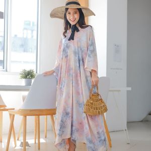 Hecho a mano Aurora Blush suave Pastel Kaftan vestido Indonesia elegante mármol tinte efecto transpirable rayón Material alto producto Abaya - Product Image 3