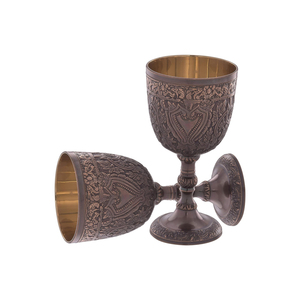 Vintage Embossed Metal Royal Goblet <b>Cup</b> | Decorative Floral Engraved Chalice <b>for</b> Home Bar Dining Party Tableware Gift Collection - Product Image 2