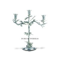 Martelé Texture Argent Couleur Finition Brillant Poli En Acier Inoxydable Fait Fleurs Bourgeons Designer De Mariage Décor Bougeoir
