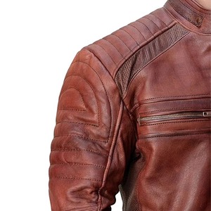 Chaqueta de Cuero Genuino para Hombre, Diseño Personalizado al por Mayor, Chaqueta de Cuero Genuino Marrón Cálido para Hombre - Product Image 5