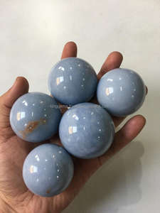 Sphère de cristal d'angélite |   Boule de pierre bleue naturelle |   Décoration de méditation et de guérison - Product Image 2