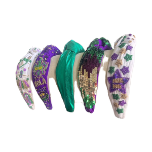 สายรัดศีรษะของมาร์ดิกราส์ที่คาดผมสีม่วงสีทองสีเขียวทองดีไซน์ไม่เหมือนใครงานปักลูกปัดทำมืออุปกรณ์เสริมของมาร์ดิกราส์ - Product Image 1