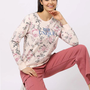OEM Vente en gros Logo personnalisé col entonnoir 100% coton devant à manches longues pull haut sweat-shirt pour les femmes - Product Image 2