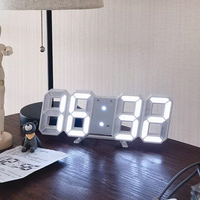 Jam Alarm elektronik, lampu 3D minimalis Modern Digital Display dinding meja Alarm