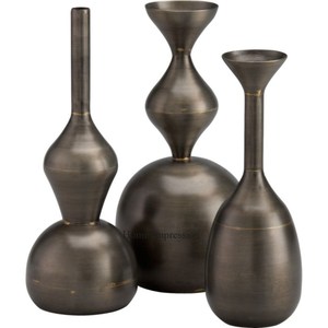 Juego de 3 jarrones de trompeta de producto más vendido de arte creativo moderno con acabado de color negro dorado y plateado del fabricante indio - Product Image 3