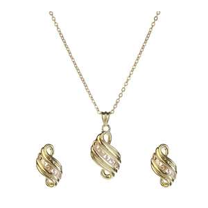 Kriaa Luxury Fine <b>Jewelry</b> <b>Set</b> 18K Gold Plated Copper Pendant Featuring <b>Pearl</b> and Diamond for Weddings and Gifts-Model 1201706 - Product Image 1