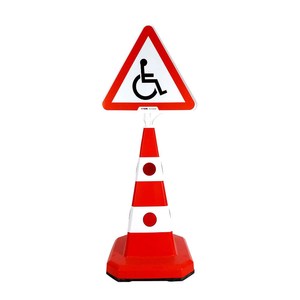 Ensemble de cônes de signalisation Ultra Cat Eye, cône triangulaire pour parking handicapés, panneau d'avertissement, cône de sécurité en céramique avec réflecteurs blancs pour utilisation routière - Product Image 1